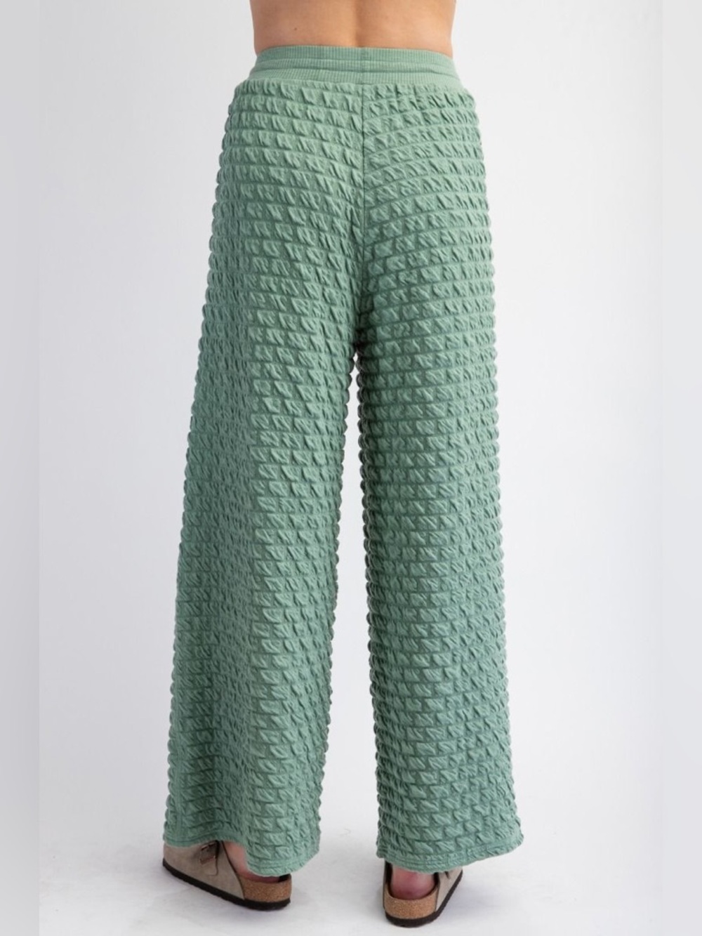 Easel Cloud Nine Pillow Puff Textured Hacci Lounge Pants in Sage Green small - Picture 5 of 5